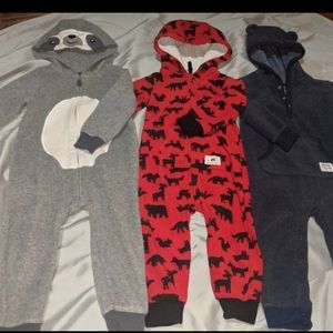 BOGO*** 3 Hooded Fleece Jumpsuits size 18m